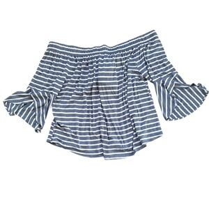 Lane Bryant blouse Striped Off-Shoulder Women's Top 18 20 NEW nautical classic